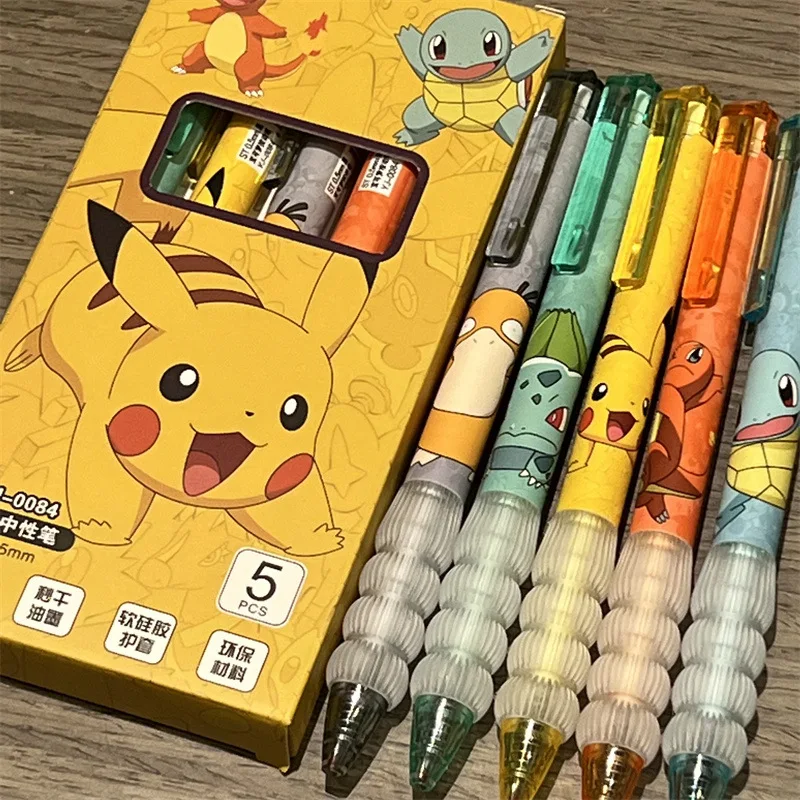 Gel Ink Pen Set - Zestaw 5 długopisów żelowych Pikachu Pokemon,