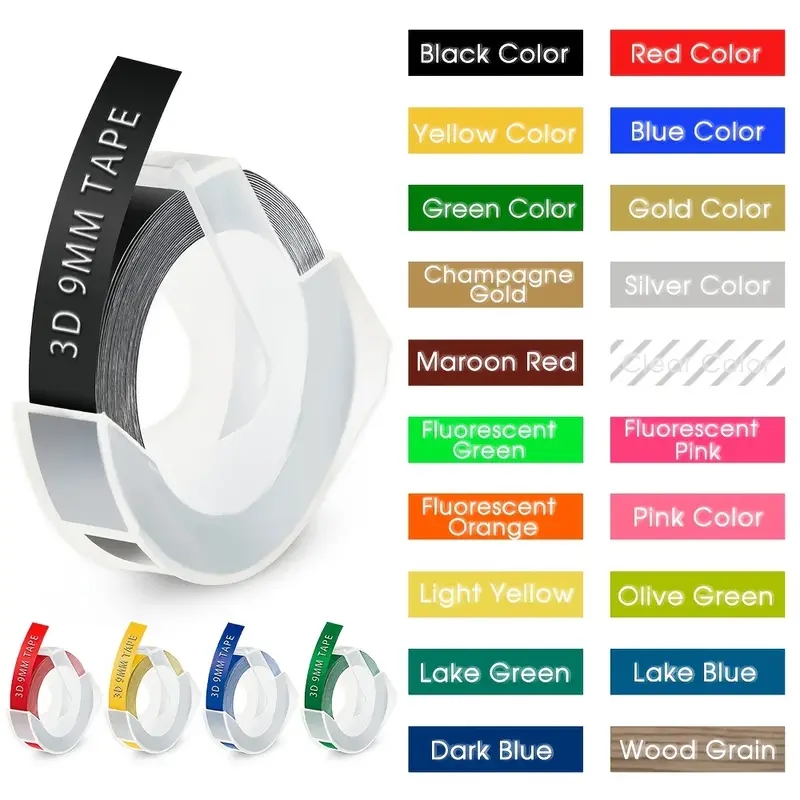 Label Printer Tape - 6/9/12mm Wielokolorowa taśma do wytłaczania etykiet