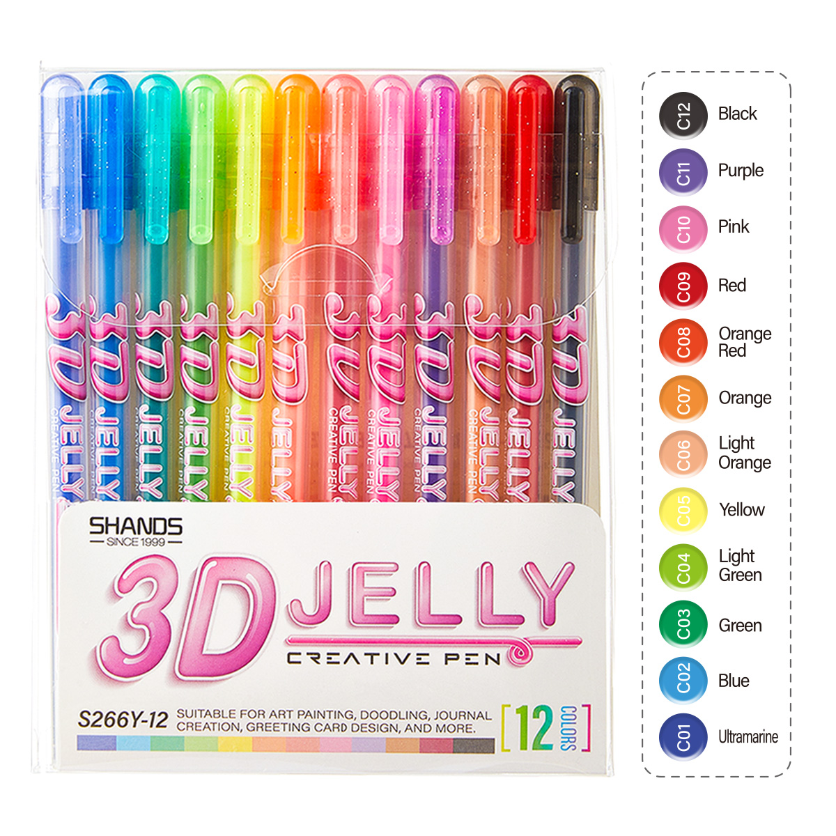 Gel Ink Pen Set - SHANDS 12PCS Zestaw długopisów żelowych 3D,