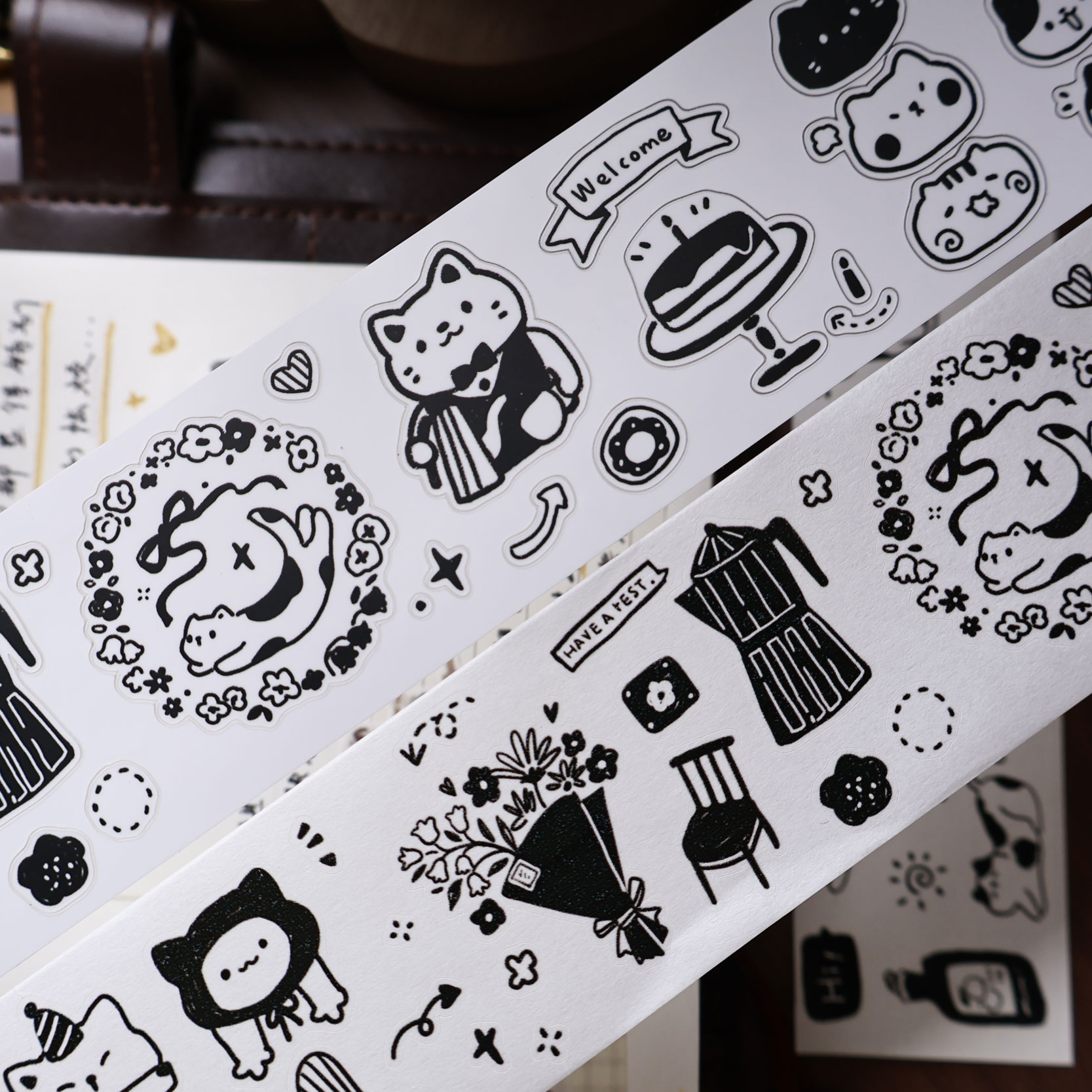 Washi Tape Set - YiEr Studio Vintage Codzienny Kot Kawa