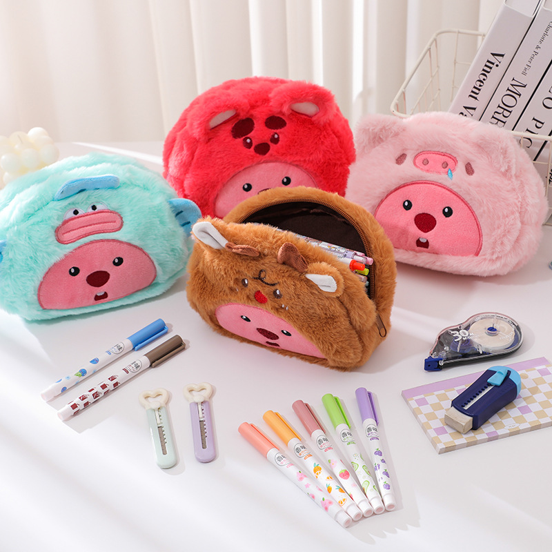 Pencil Case Large - Pluszowy piórnik z motywem kreskówkowym, uroczy